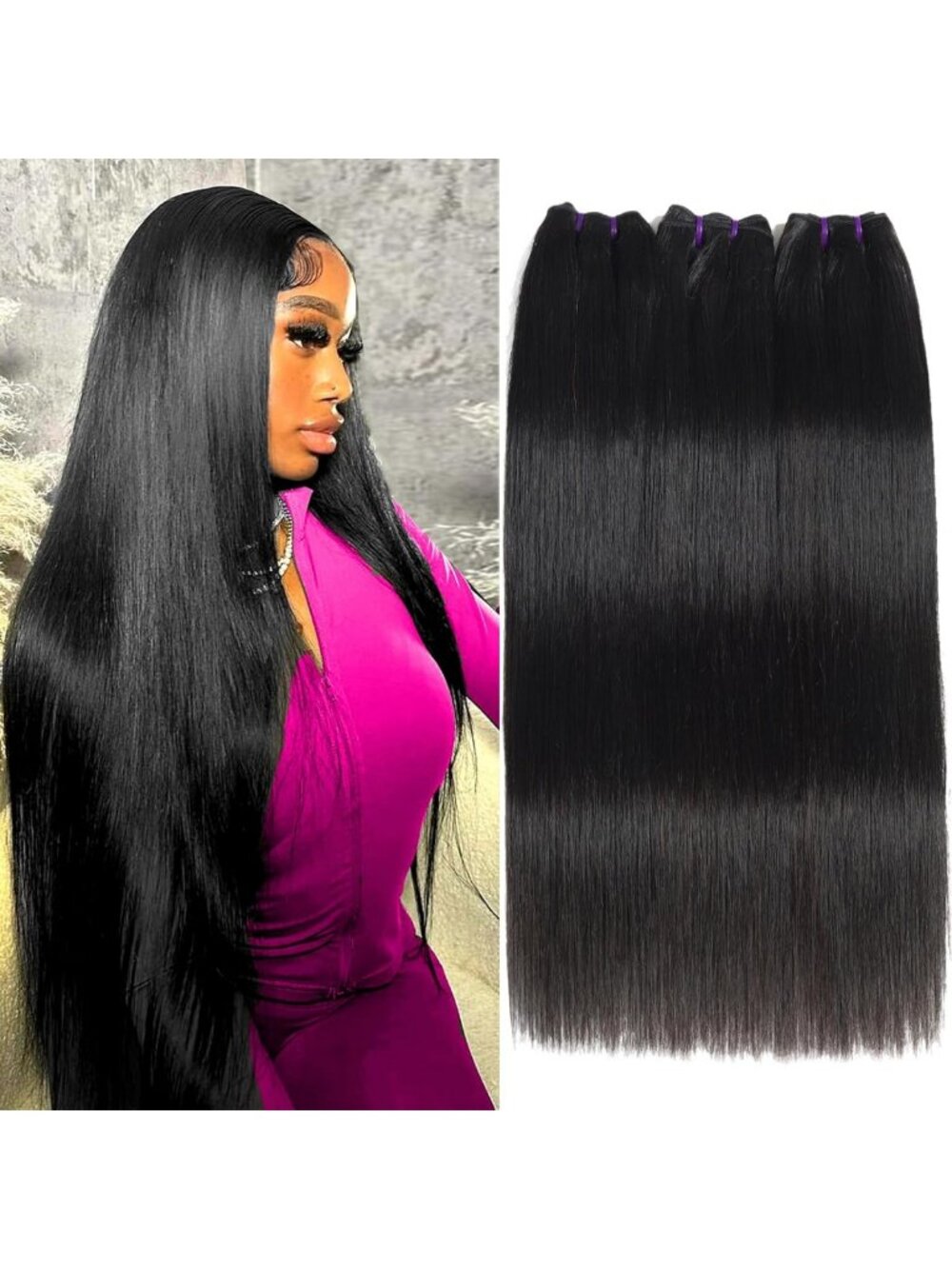 20-Inch Virgin Straight Brazilian Hair Extensions - 3 Bundles, Thick